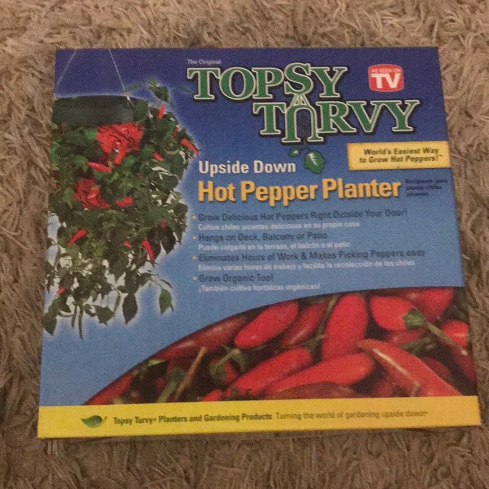 Topsy Turvy Upside Down Hot Pepper Planter - Blue Box